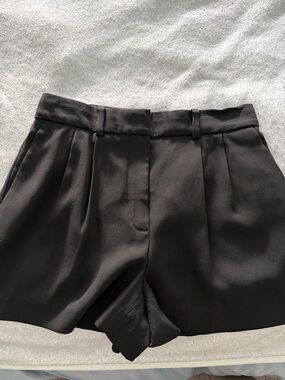 Babaton Black Pleated High-Waist Shorts